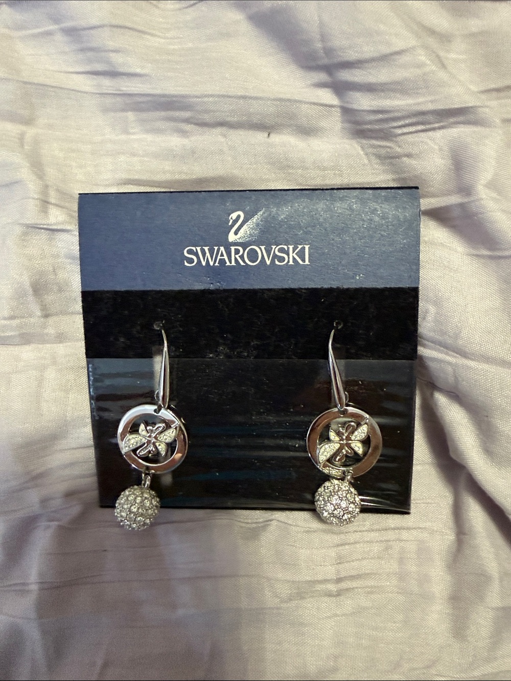 Swarovski Silver Floral Pavé Drop Earrings